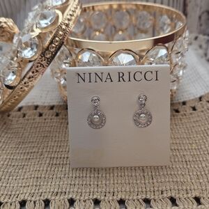 Nina Ricci Silver and Pearl Fashion Earrings